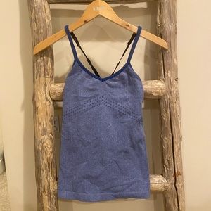 Alo Yoga Blue Cross-back Workout Top